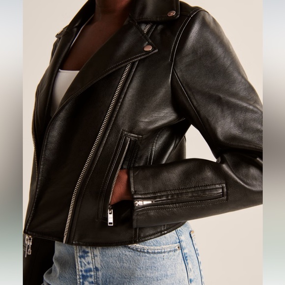 Abercrombie Vegan Leather Motorcycle Biker Jacket 2XS extra extra small - Picture 5 of 8